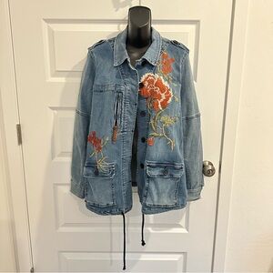 Pilcro and the Letterpress Blue Floral Jean Jacket